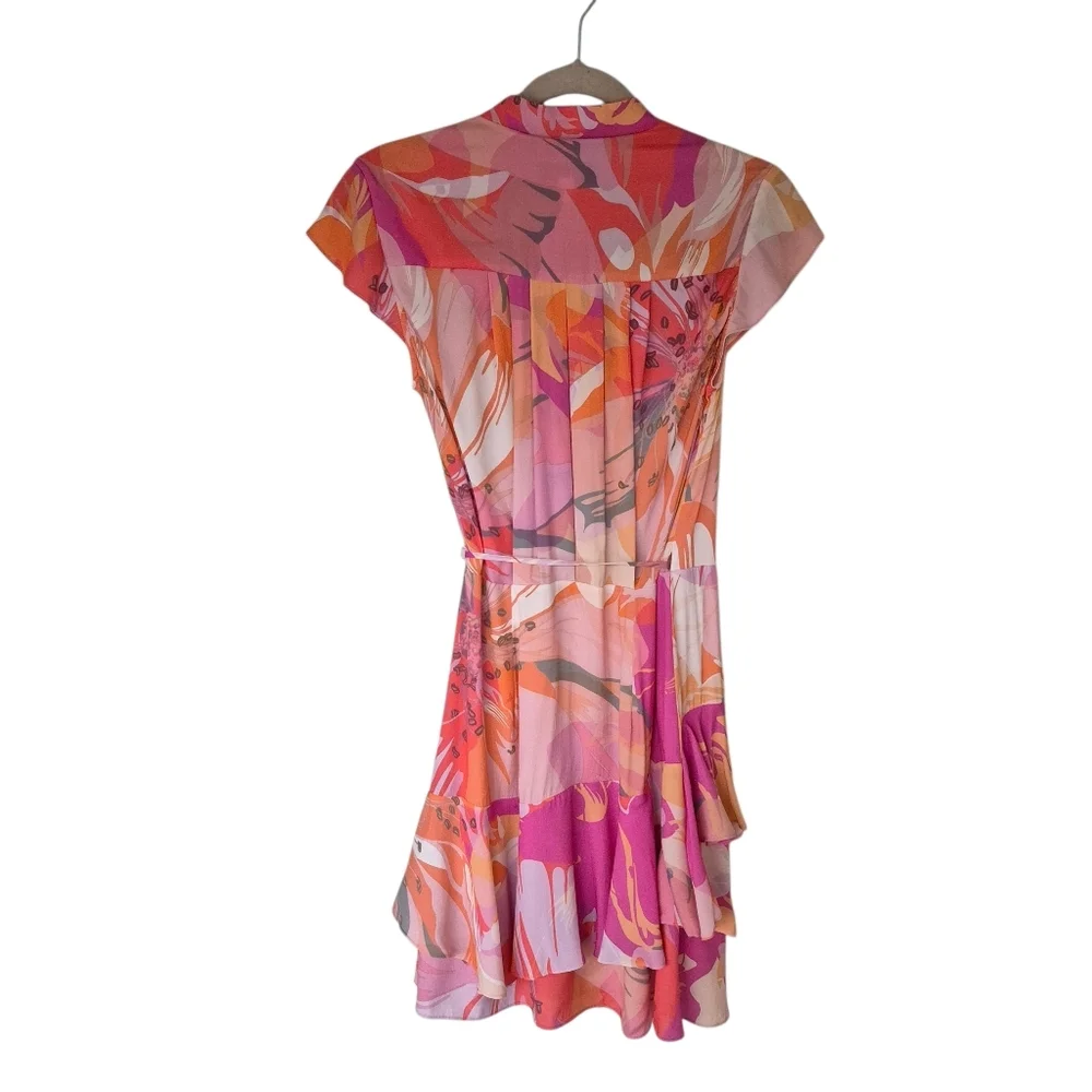 Reiss Marseille Floral Tropical Print Mini Wrap Dress NWT - Picture 5 of 9